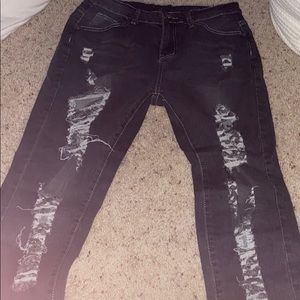 SHEIN stone washed distressed skinny jeans